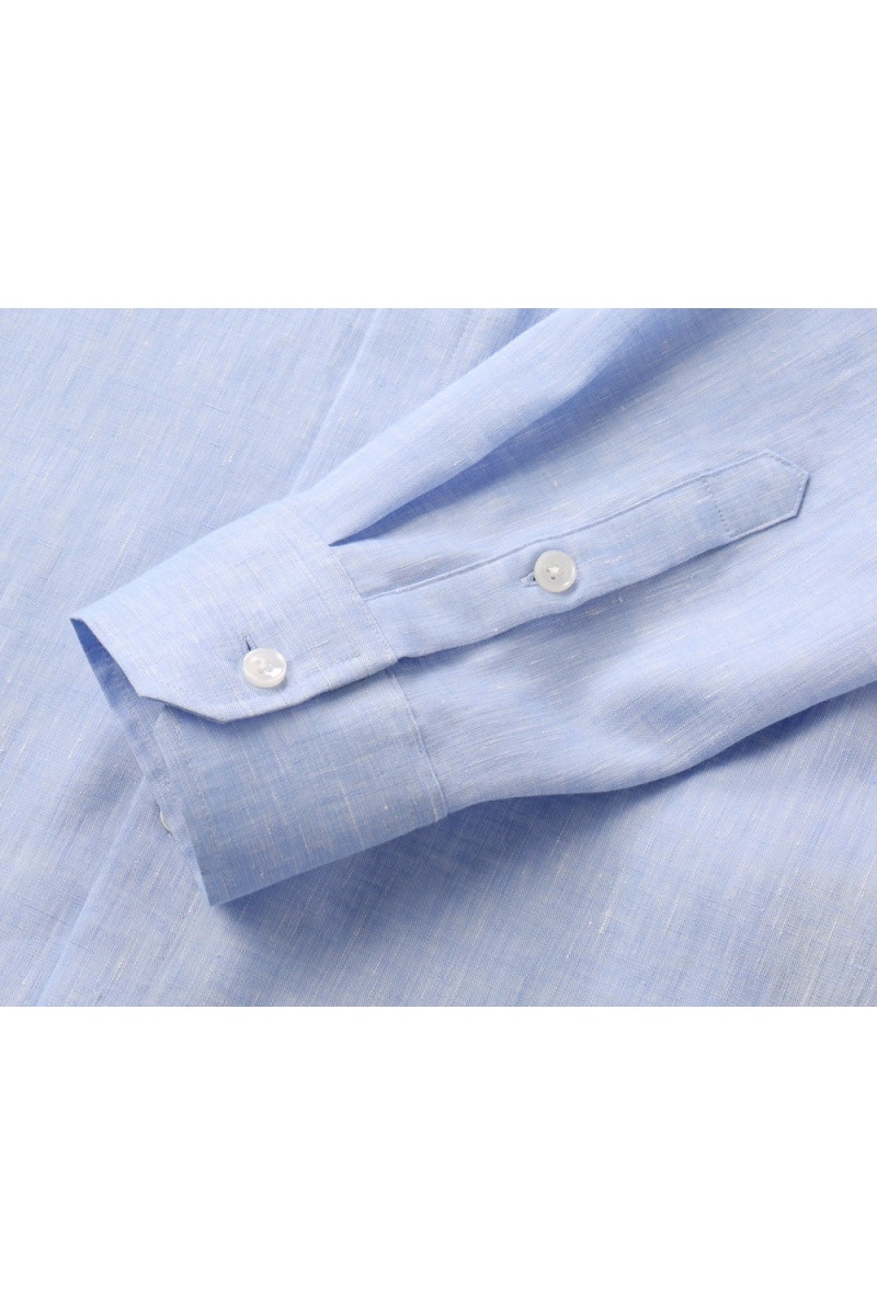 Kiton Льняная рубашка голубого цвета premium