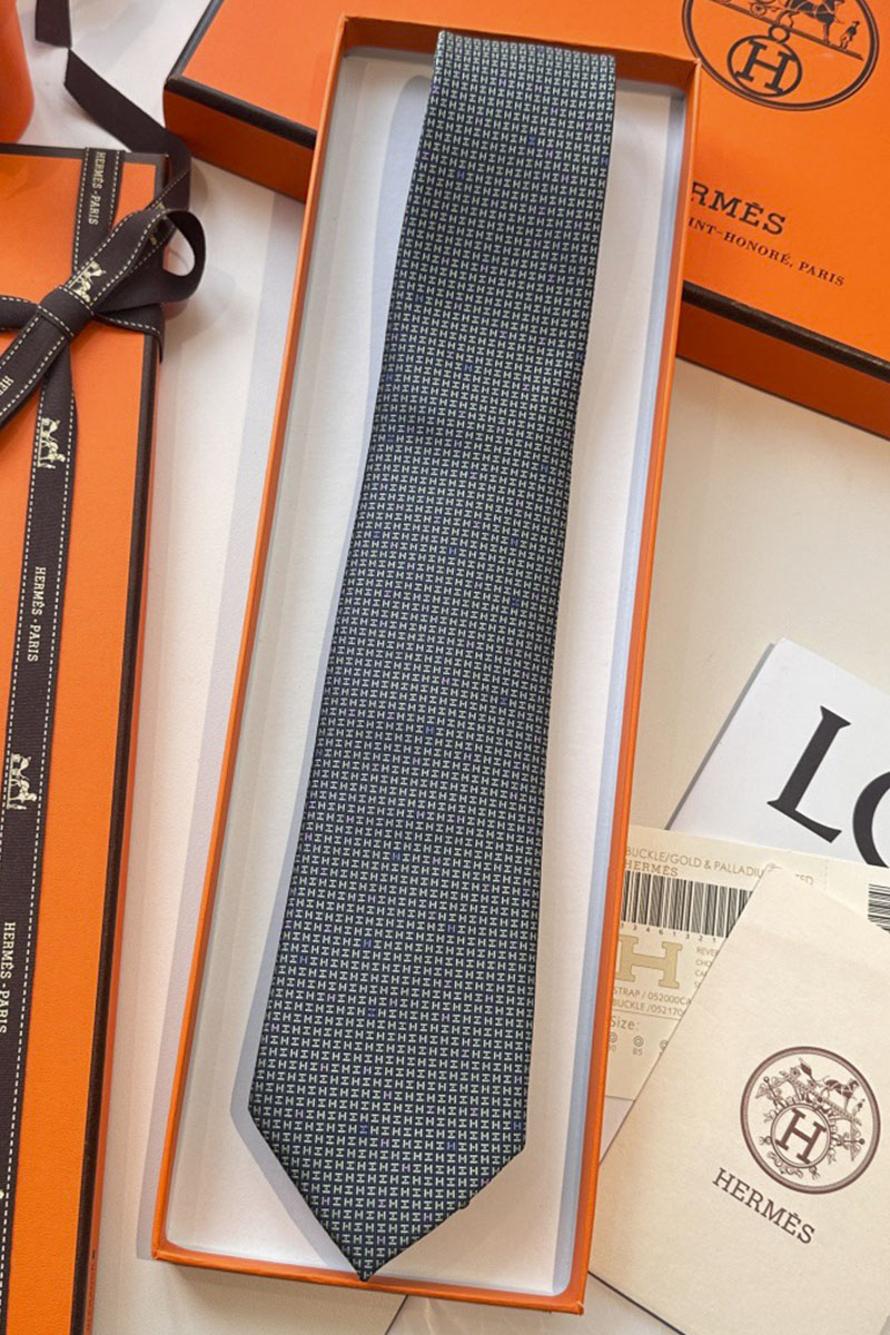 Hermes Галстук geometric logo-print premium - Black