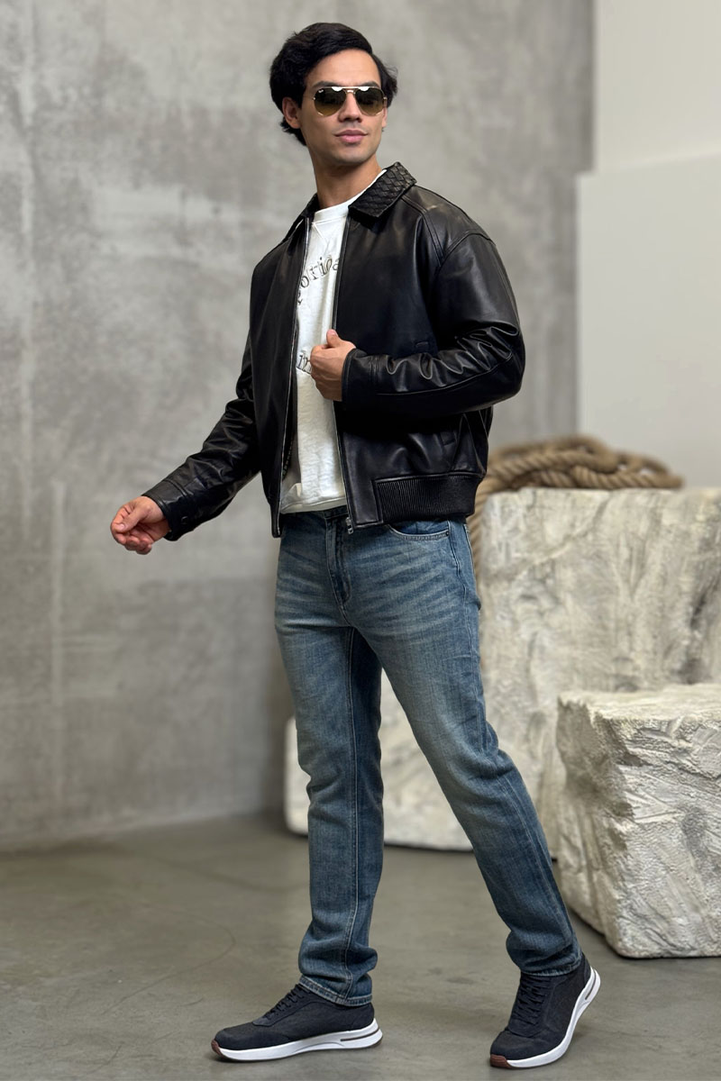 Bottega Veneta Мужская кожаная куртка premium