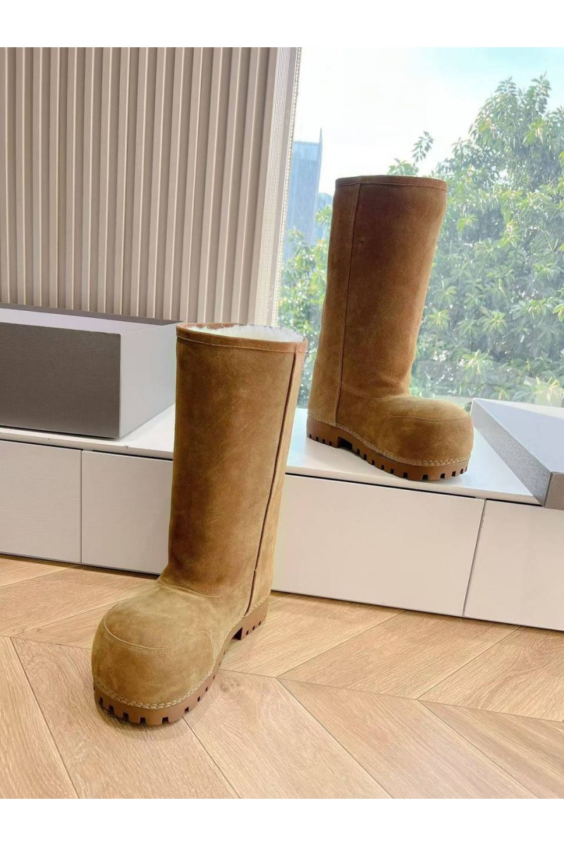 Balenciaga Женские ботинки Alaska Fur High Boot Premium  - Brown