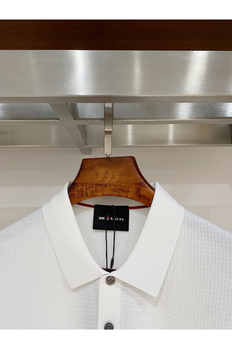 Kiton Мужское белое поло premium