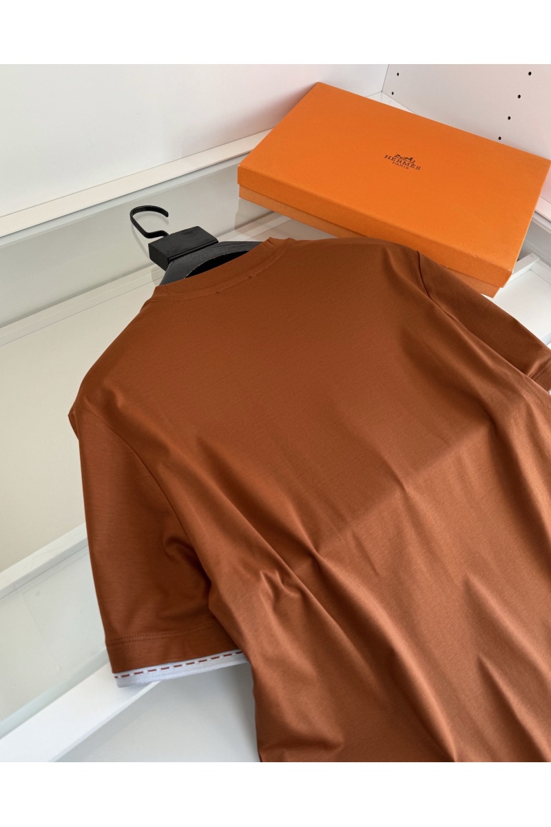 Hermes Мужская коричневая футболка premium