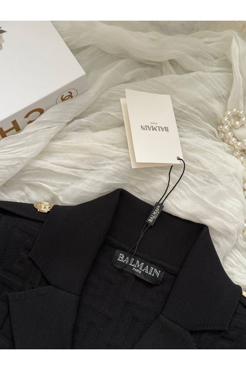 Balmain Женское бандажное мини платье чёрного цвета