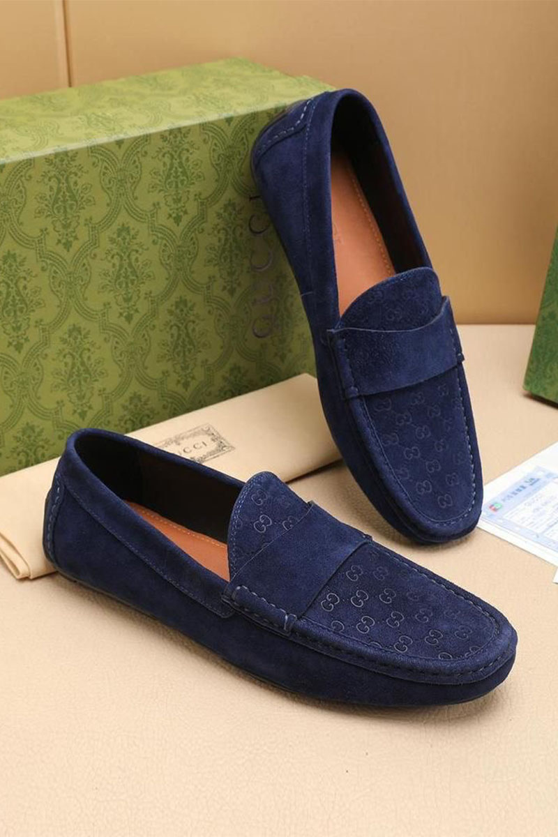 Gucci Мужские замшевые мокасины GG monogram