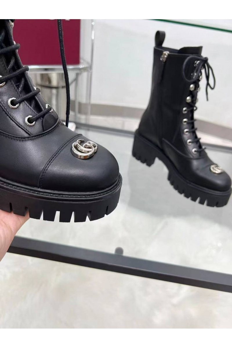 Gucci Женские кожаные ботинки Double G