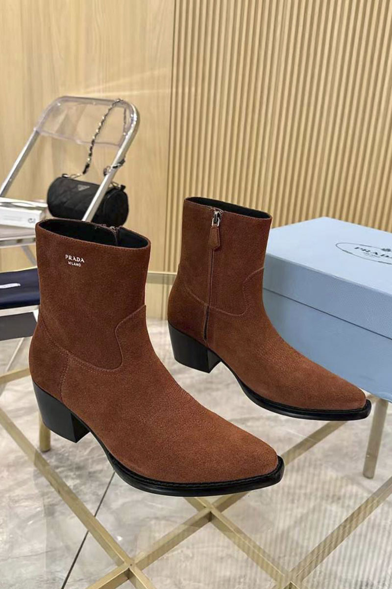 Prada Женские замшевые сапоги premium - Brown