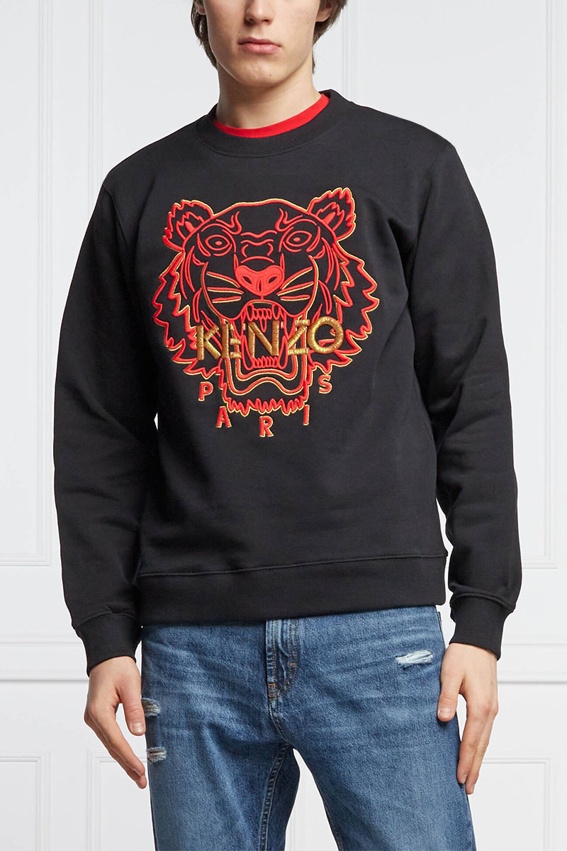 Kenzo Чёрный мужской свитшот Tiger Head embroidered