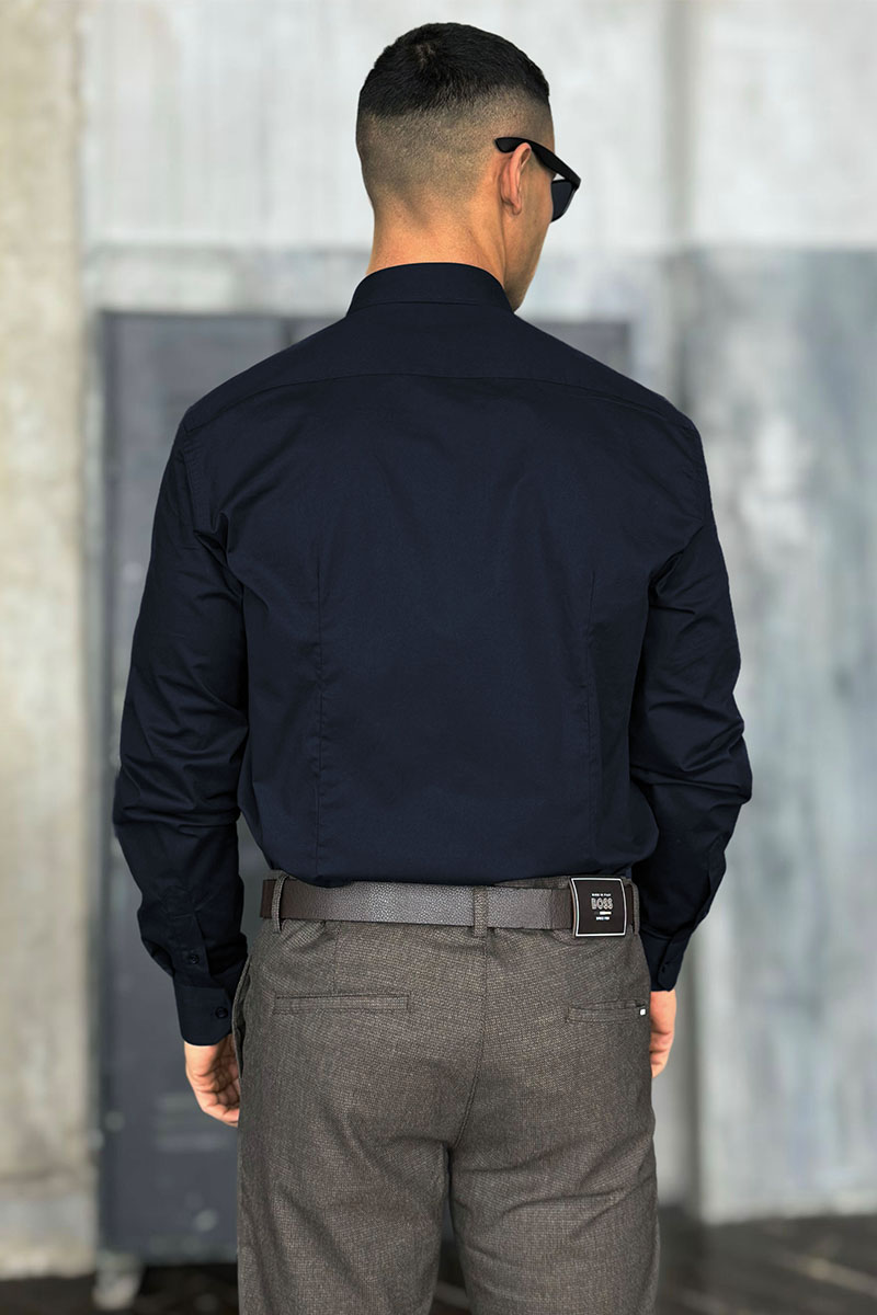 Loro Piana Мужская тёмно-синяя рубашка logo-embroidered