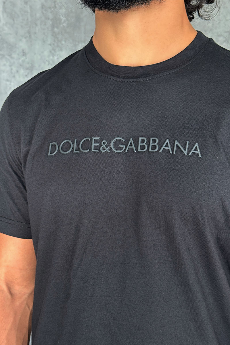 Dоlсе & Gаbbаnа Мужская чёрная футболка logo-embroidered