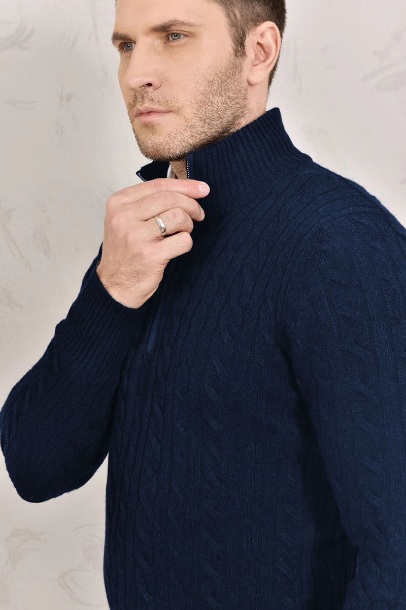Loro Piana Кашемировый свитер Premium zip-neck - Navy 