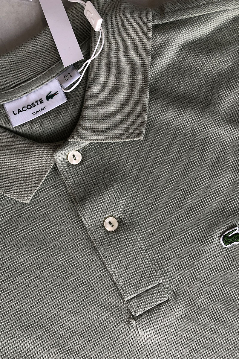 Lacoste Мужское тёмно-зелёное поло Classic Fit