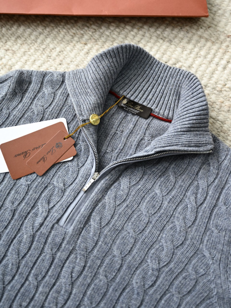 Loro Piana Кашемировый свитер Premium zip-neck - Grey