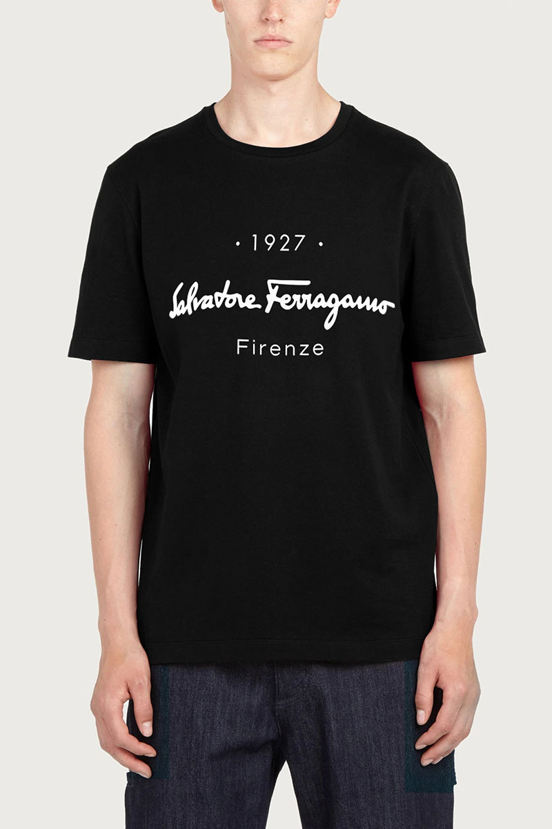 Salvatore Ferragamo Чёрная футболка 1927 Signature