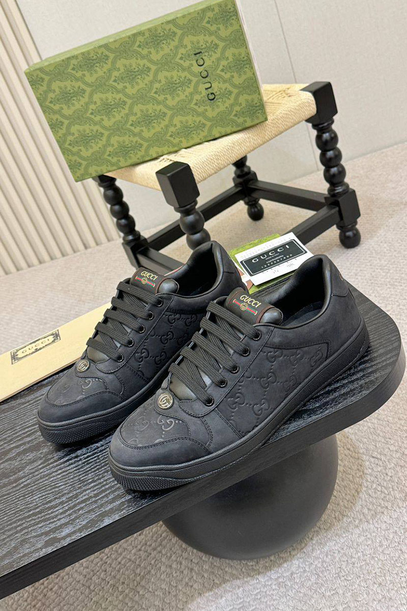 Gucci Кожаные кроссовки GG Screener - Black