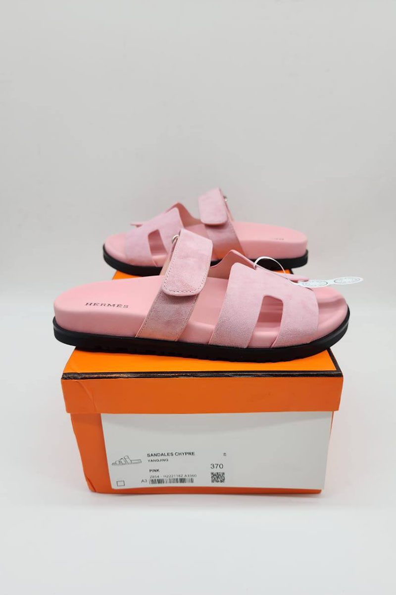 Hermes Женские замшевые сандалии  Chypre - Pink