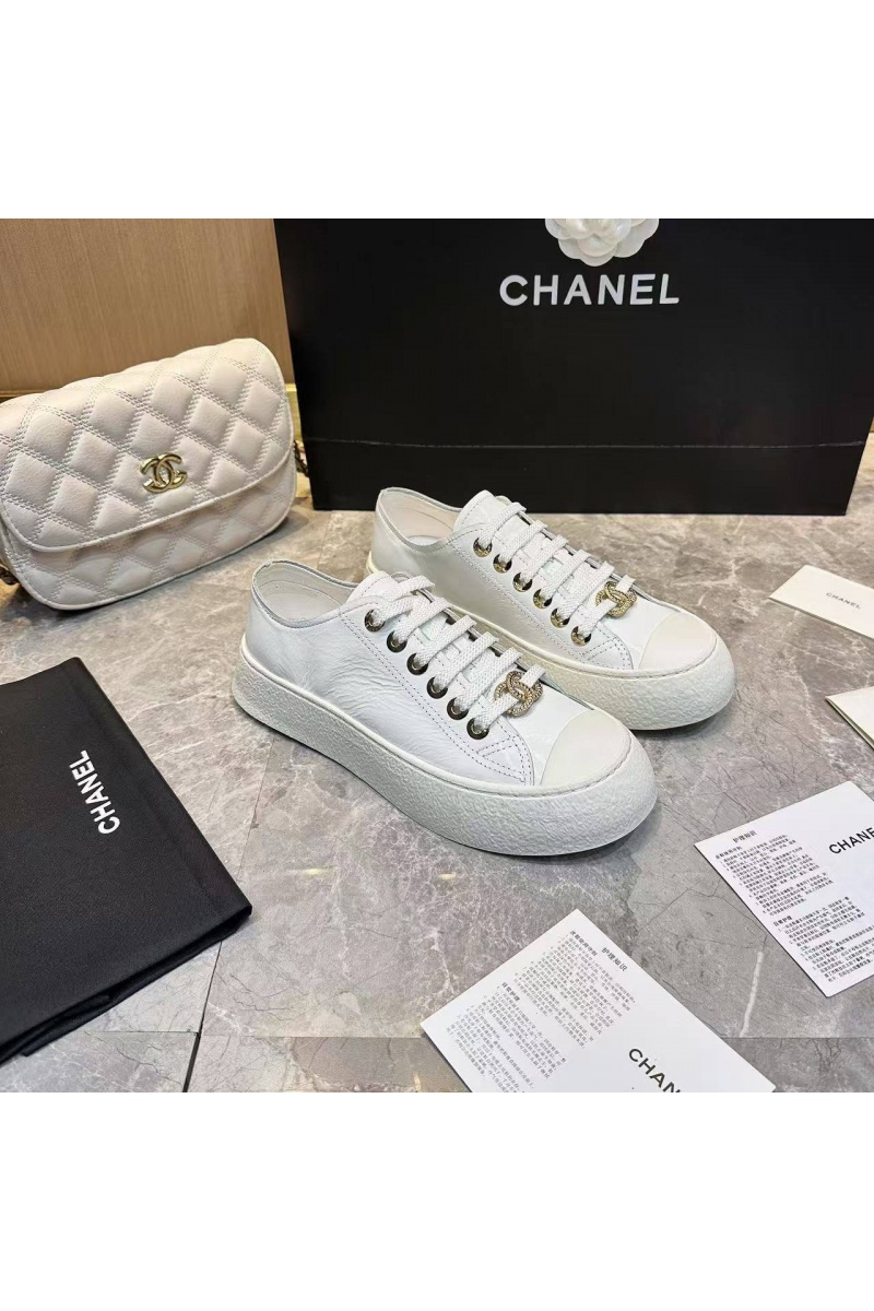 Chаnеl Женские кожаные кроссовки premium