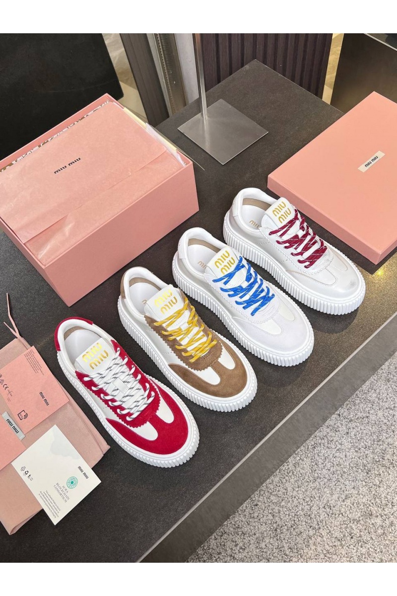 MIU MIU Женские кожаные кроссовки Premium