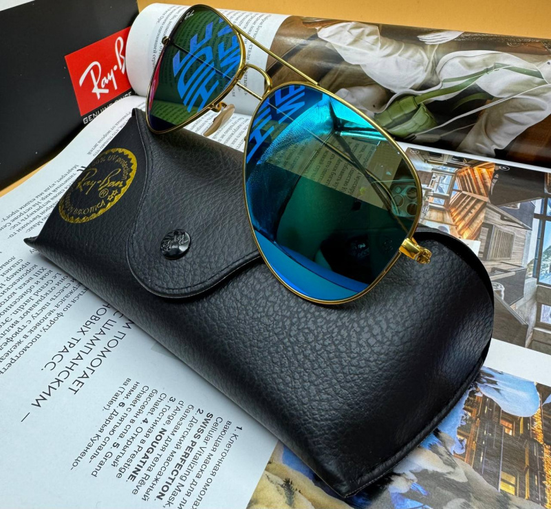 Ray Ban Солнцезащитные очки Aviator Large Metal - Blue Mirrored