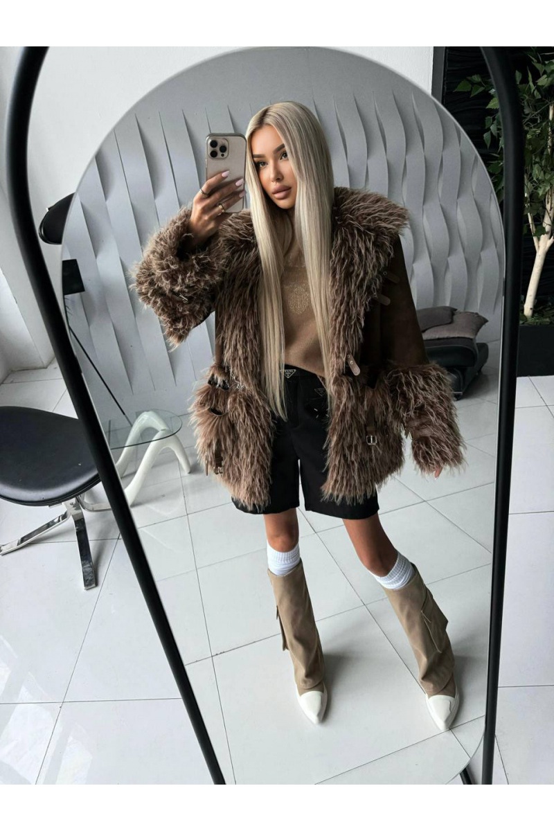 Designer Clothing Женская дубленка коричневого цвета