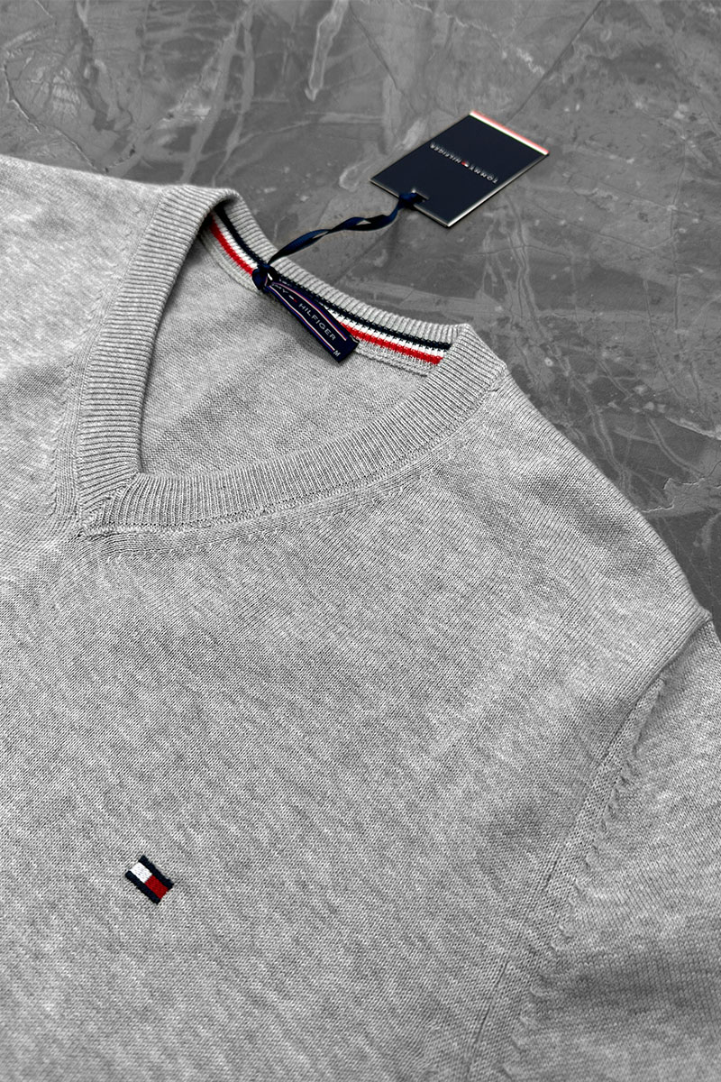 Tommy Hilfiger Мужской джемпер logo-embroidered - Grey