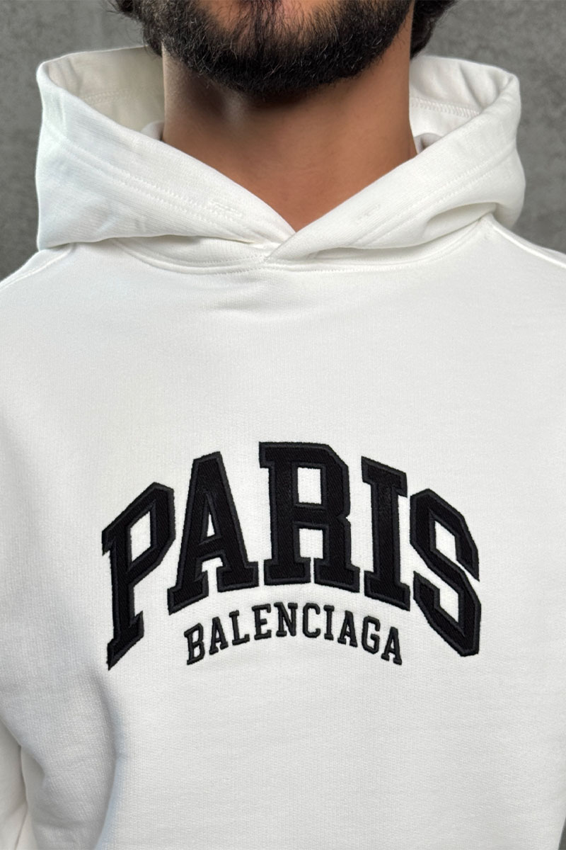 Balenciaga Белое худи Paris logo-embroidered