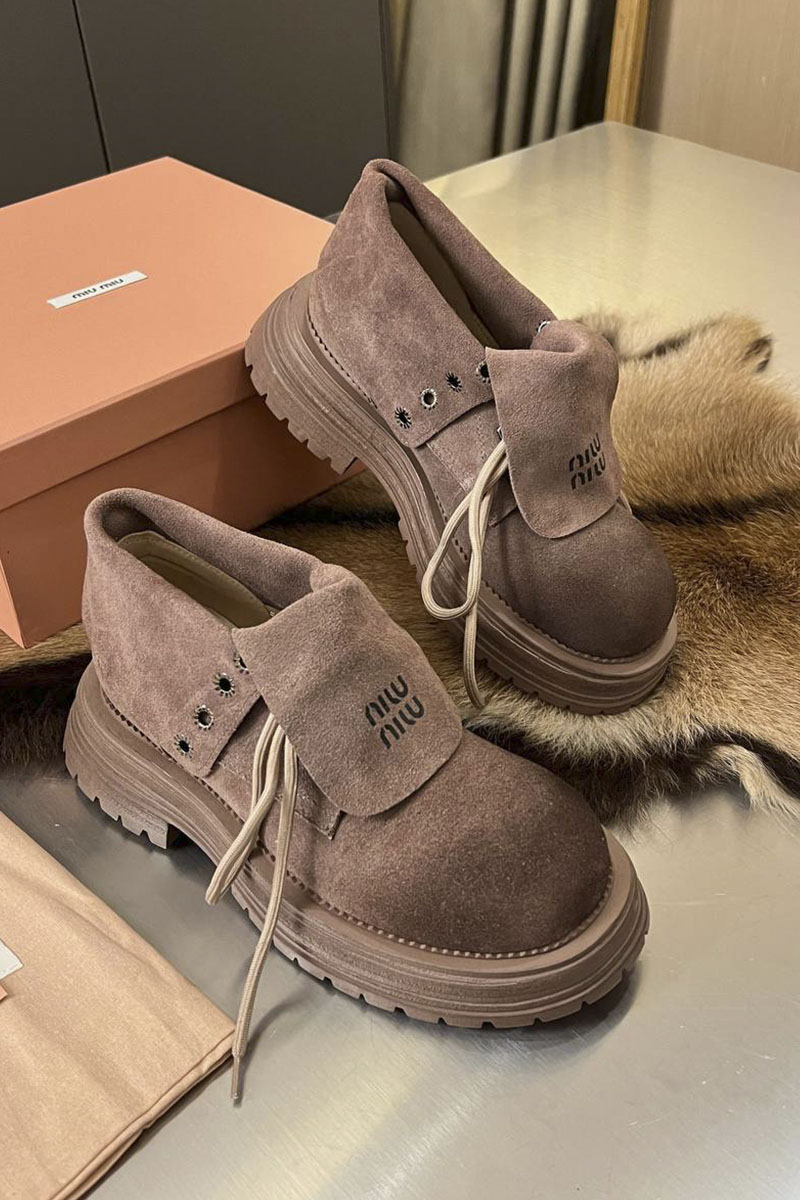 MIU MIU Женские замшевые ботинки Premium - Brown