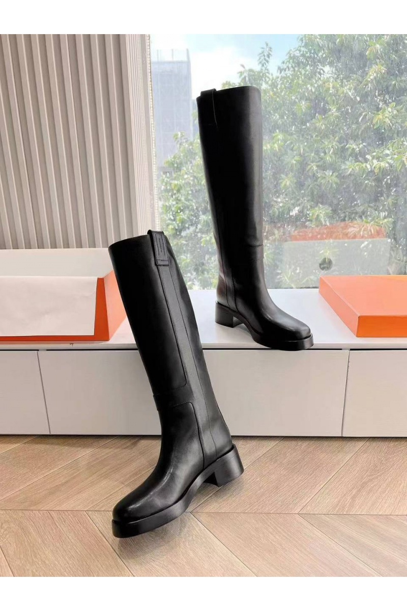 Hermes Женские кожаные сапоги Premium - Black