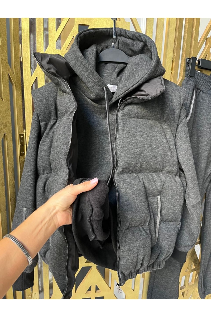 Designer Женский тёмно-серый костюм тройка 