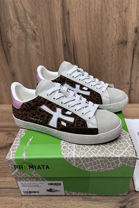 Женские кожаные кроссовки Stevend Leopard