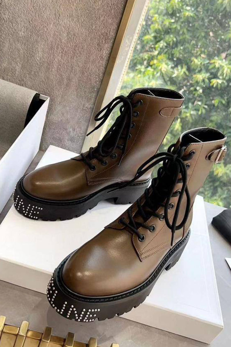 Celine Женские кожаные ботинки premium