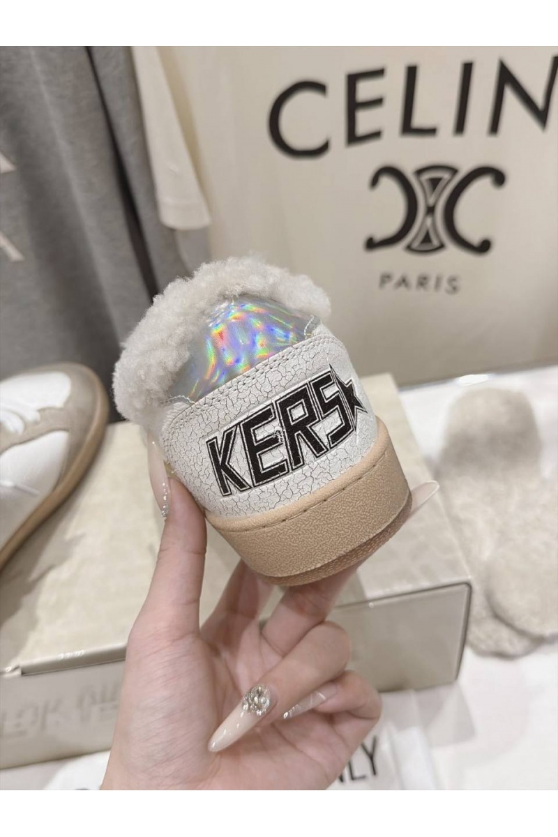 Designer Clothing Женские комбинированные кроссовки с мехом Golden Goose Ball Star premium