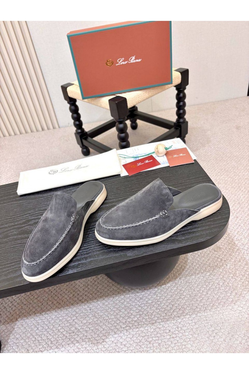 Loro Piana Мужские замшевые шлёпанцы