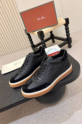 Кожаные кроссовки с мехом high-top