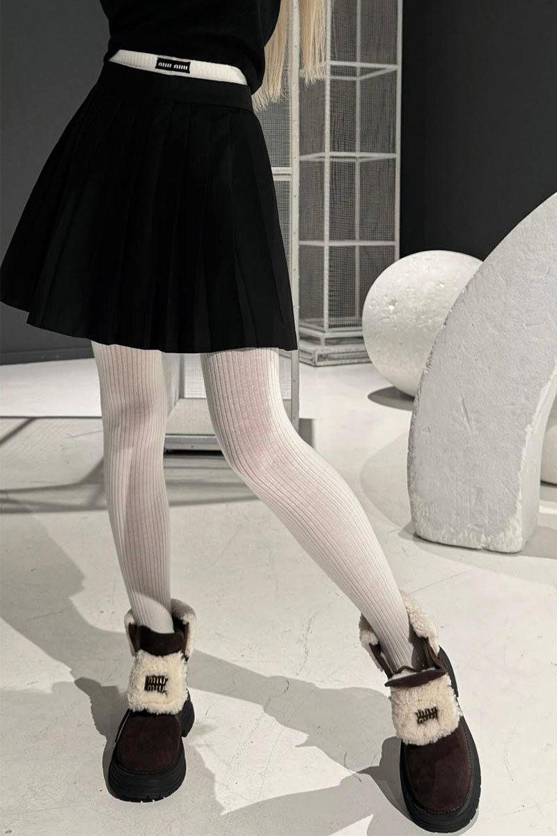 MIU MIU Женские кашемировые колготы белого цвета