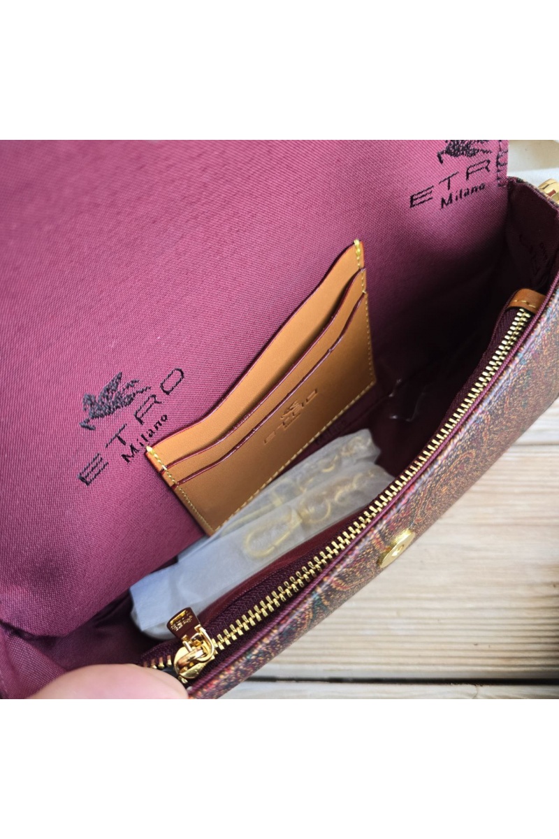 Etro Кожаная сумка с узором пейсли 20x9 см