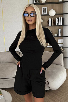 Женский базовый лонгслив  Premium - Black