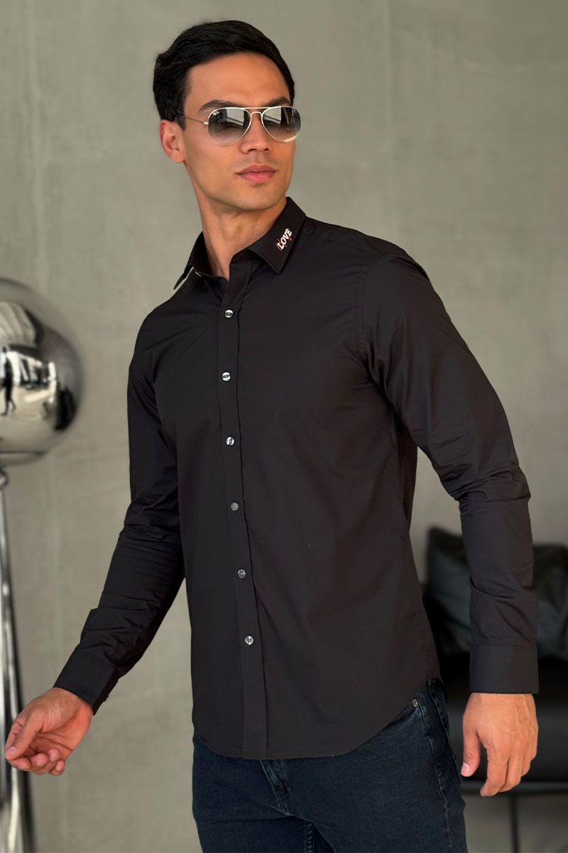 Hugо Воss Чёрная классическая рубашка Love