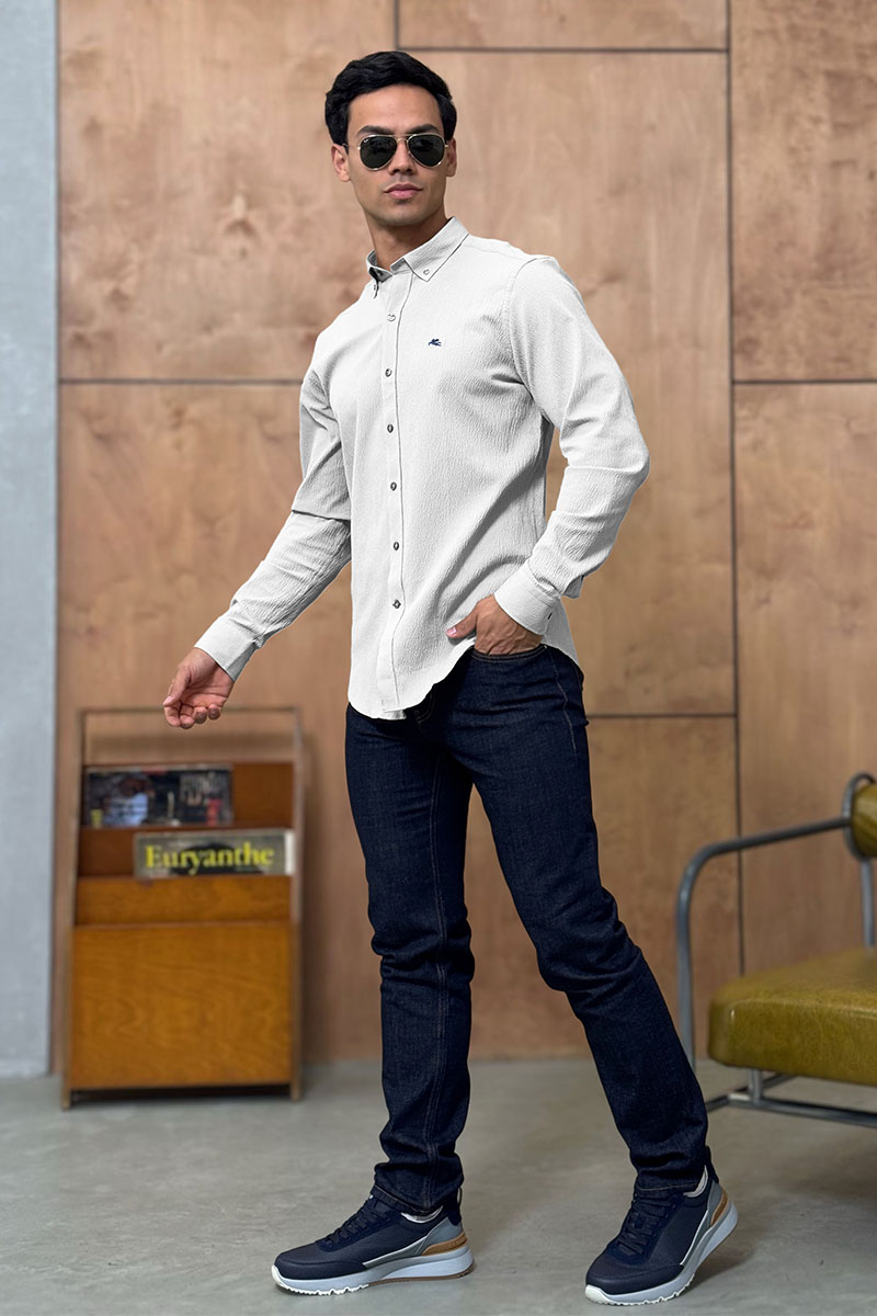 Etro Мужская белая рубашка Pegasus logo