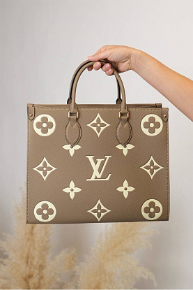 Кожаная сумка Onthego GM 40x32 см - Beige