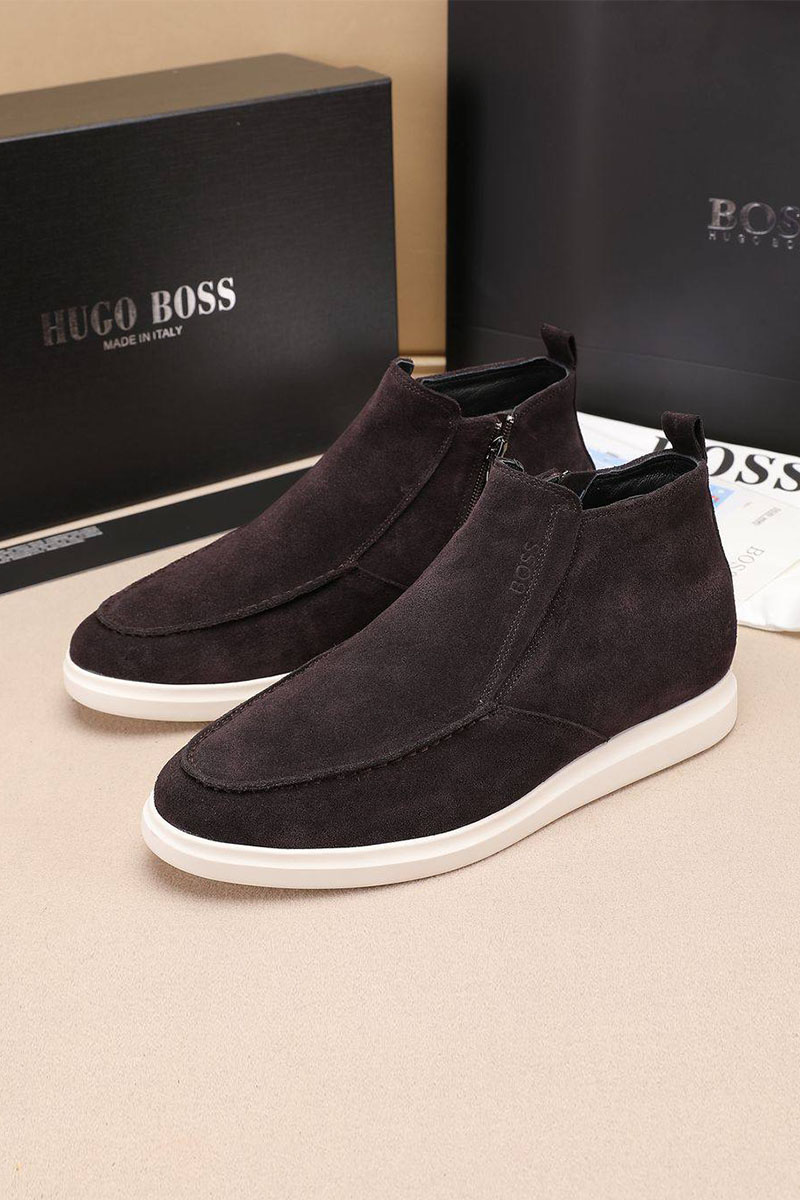 Hugо Воss Замшевые лоферы с мехом high-top - Brown