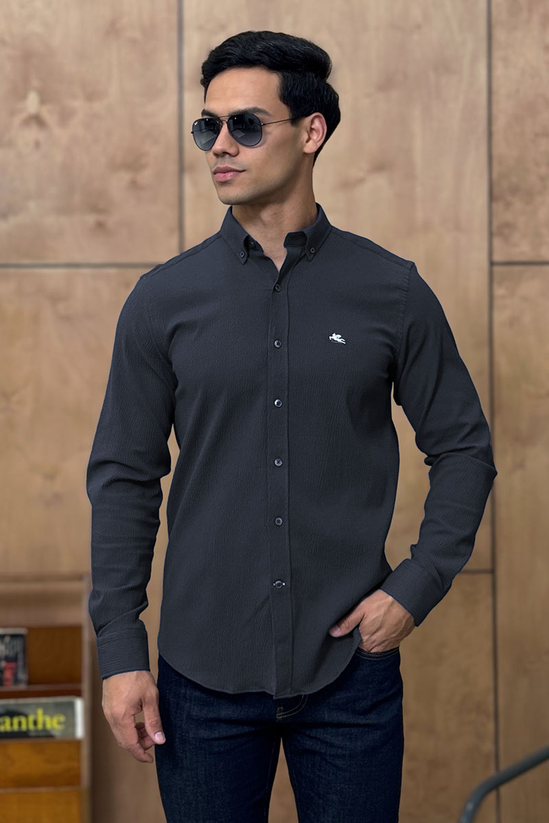 Etro Мужская тёмно-синяя рубашка Pegasus logo