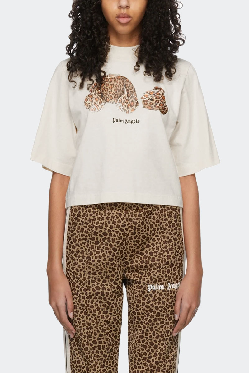 Palm Angels Белая оверсайз футболка Leopard Bear