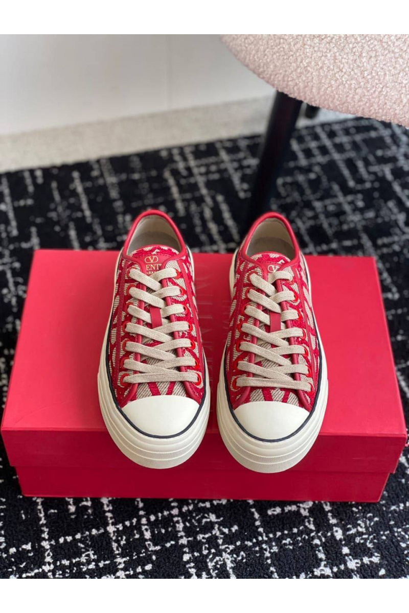 Valentino Женские кеды Toile Iconographe premium - Red