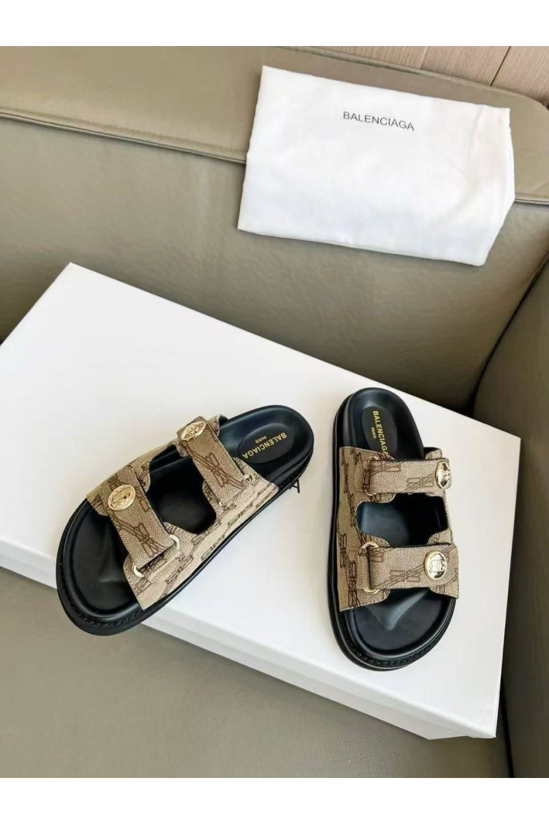 Balenciaga Женские шлёпанцы Jacquard Premium - Brown