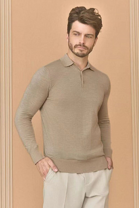 Поло с длинным рукавом Premium - Flower Aprecot