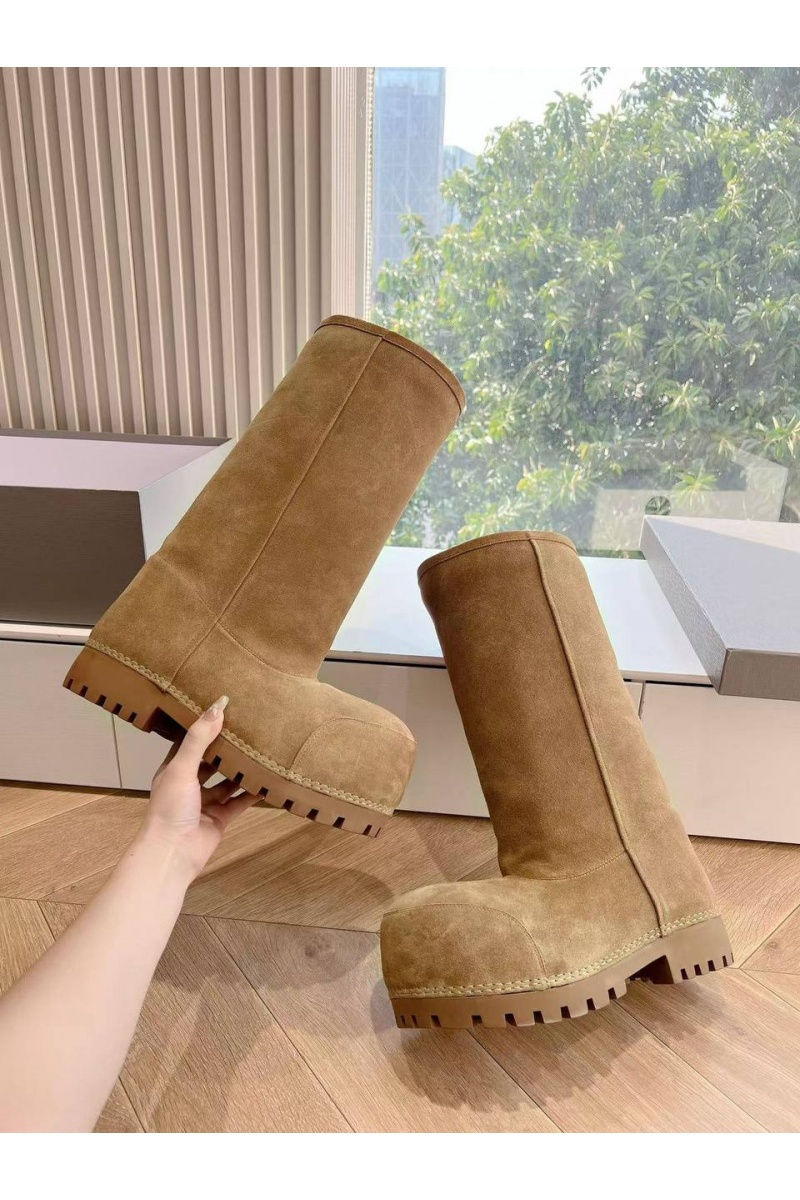 Balenciaga Женские ботинки Alaska Fur High Boot Premium  - Brown