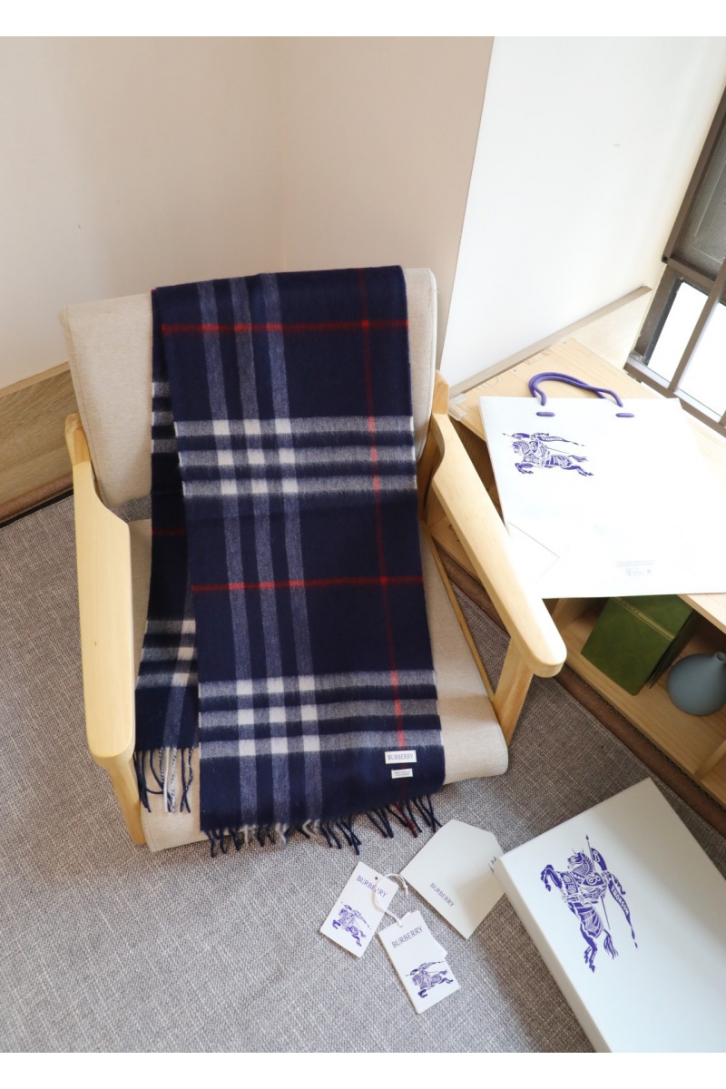 Burberry Шарф two-tone Check premium 168x30 см - Navy