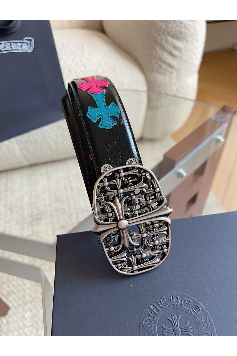 Chrome Hearts Кожаный ремень Cross Patch Cemetery premium