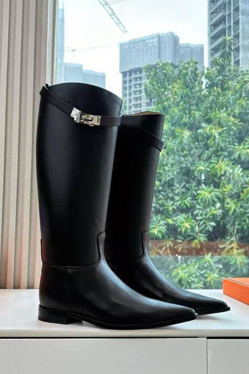 Hermes Женские кожаные сапоги Jumping Boot premum