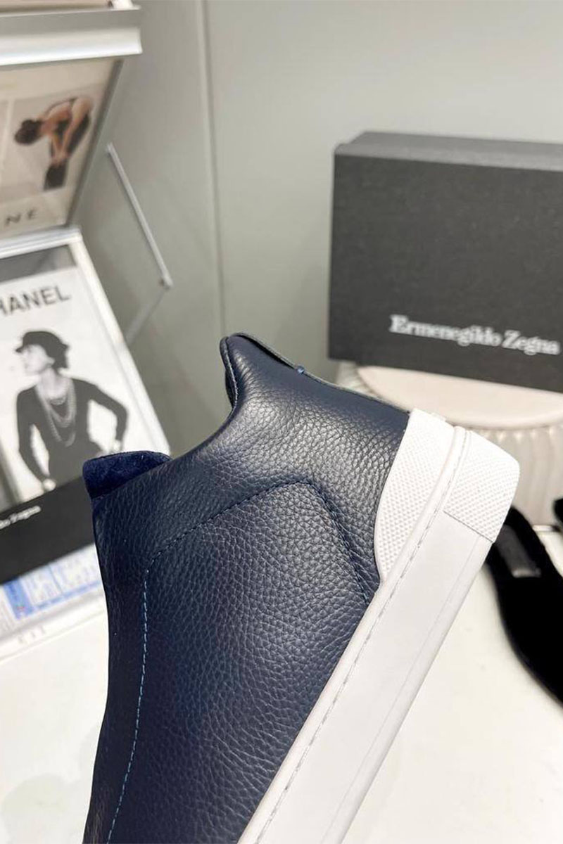 Zegna Кроссовки с мехом Triple Stitch - Navy